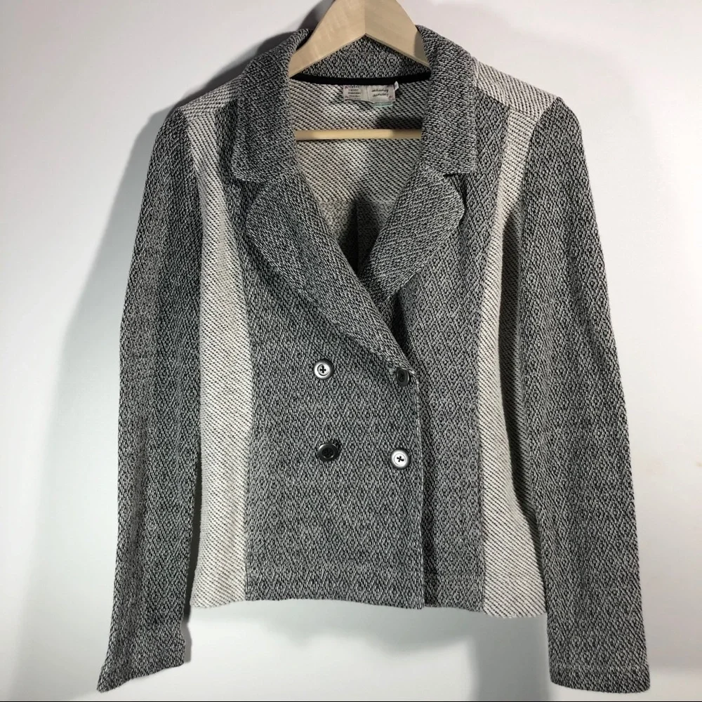 Anthropologie Saturday Sunday Milica Gray Two Tone Knit Blazer Jacket